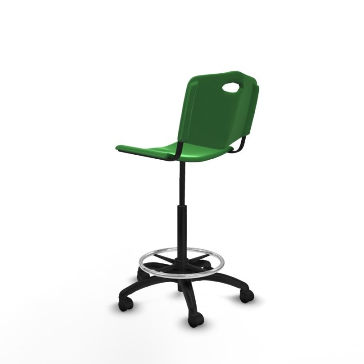 Taburete Robledo giratorio plástico verde sin brazos base poliamida ruedas nailon 50mm