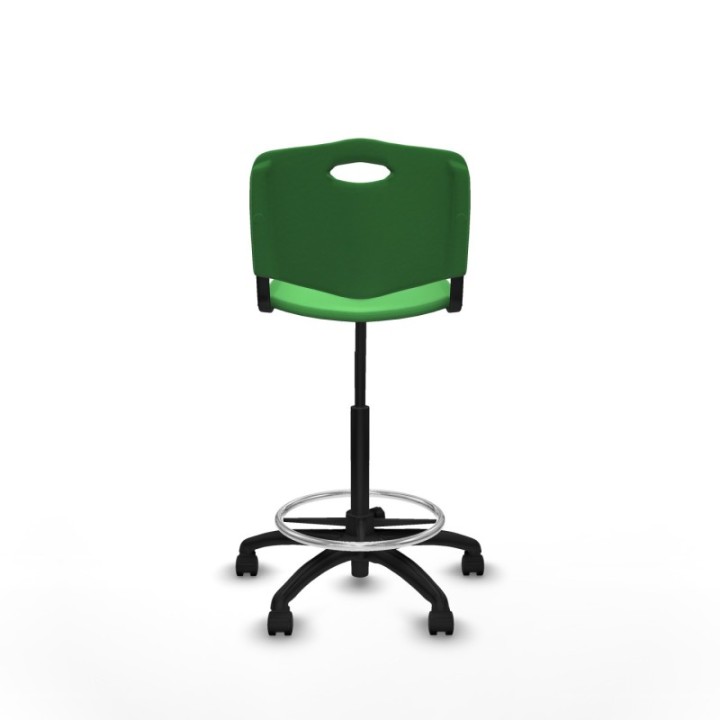 Taburete Robledo giratorio plástico verde sin brazos base poliamida ruedas nailon 50mm