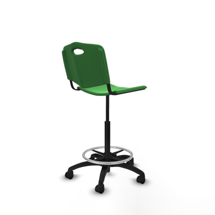 Taburete Robledo giratorio plástico verde sin brazos base poliamida ruedas nailon 50mm