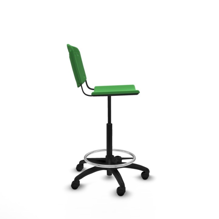 Taburete Robledo giratorio plástico verde sin brazos base poliamida ruedas nailon 50mm