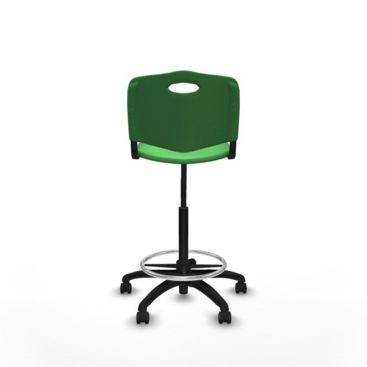 Taburete Robledo giratorio plástico verde sin brazos base poliamida ruedas engomadas 50mm