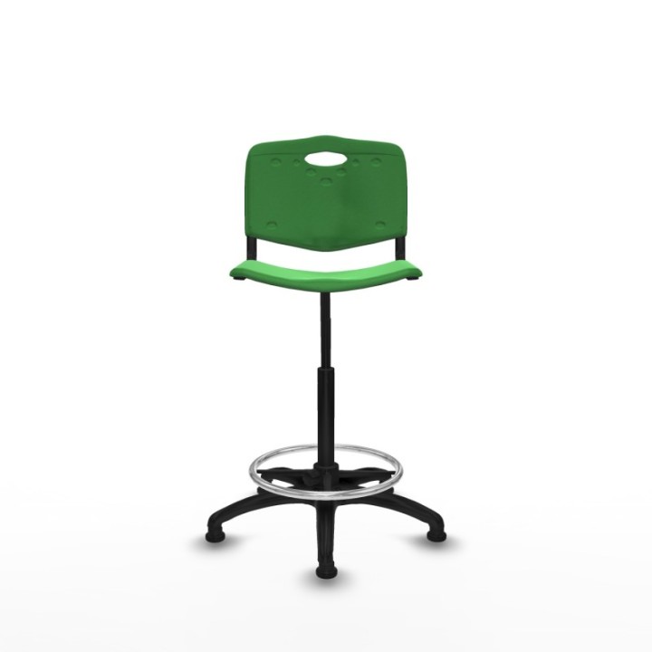 Taburete Robledo giratorio plástico verde sin brazos base poliamida topes