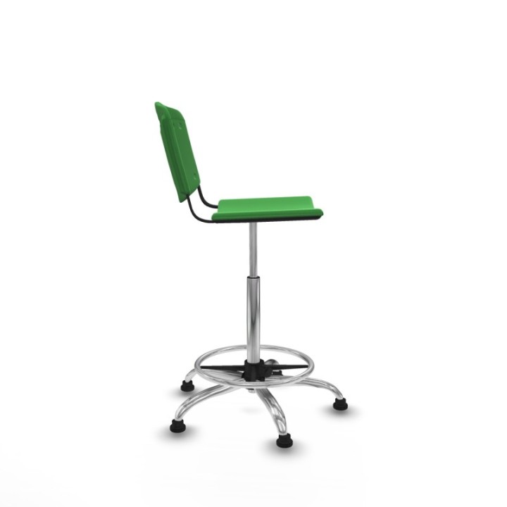 Taburete Robledo giratorio plástico verde sin brazos base cromada topes