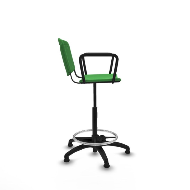 Taburete Robledo giratorio plástico verde brazos fijos base poliamida topes