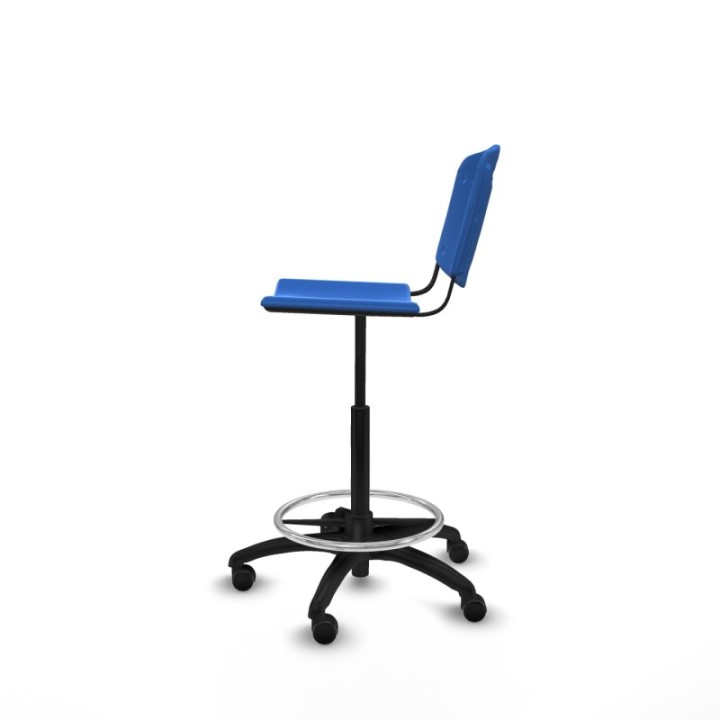 Taburete Robledo giratorio plástico azul sin brazos base poliamida ruedas autofrenantes 50mm