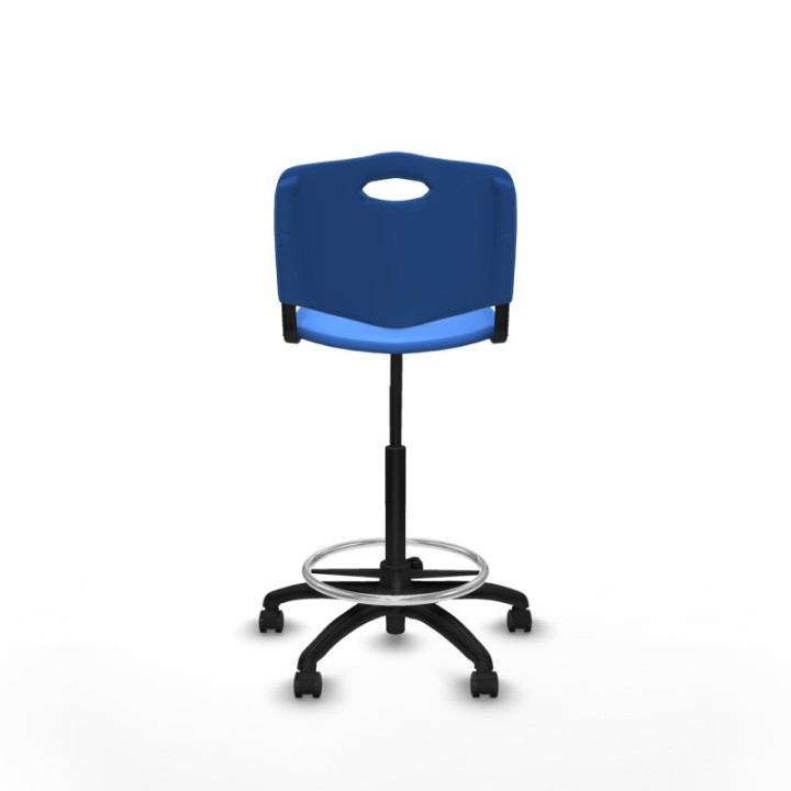 Taburete Robledo giratorio plástico azul sin brazos base poliamida ruedas autofrenantes 50mm