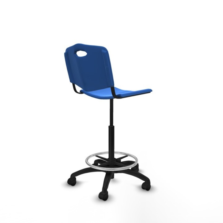 Taburete Robledo giratorio plástico azul sin brazos base poliamida ruedas nailon 50mm