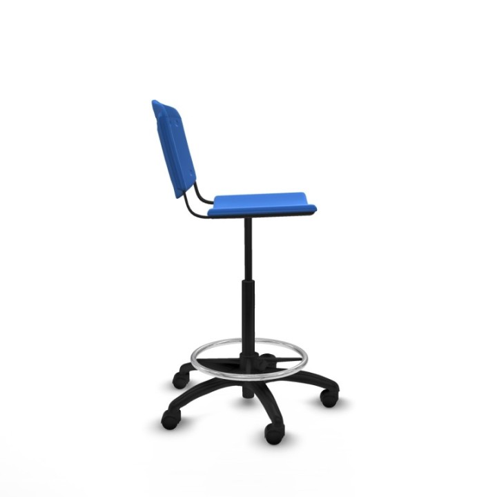 Taburete Robledo giratorio plástico azul sin brazos base poliamida ruedas nailon 50mm