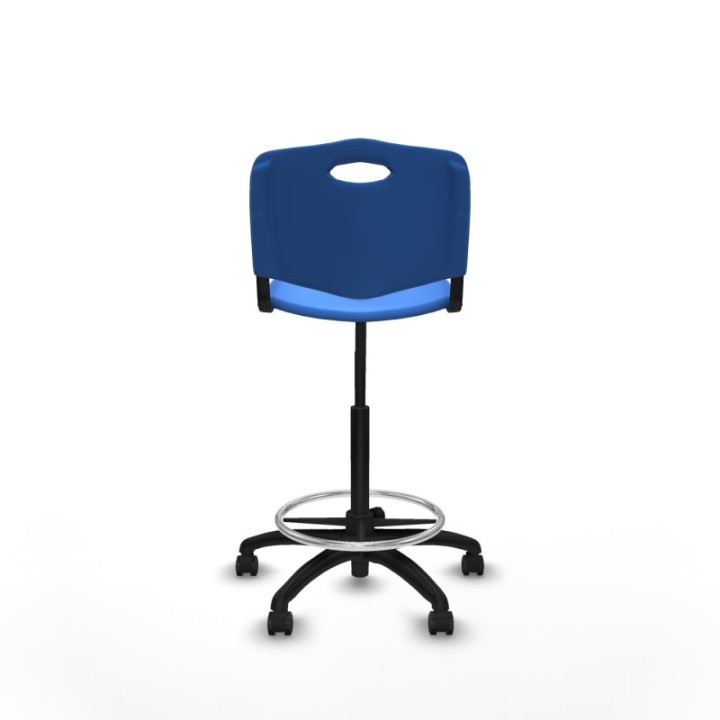 Taburete Robledo giratorio plástico azul sin brazos base poliamida ruedas engomadas 50mm