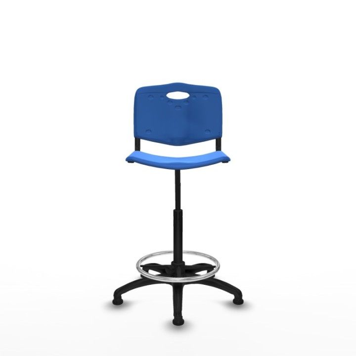 Taburete Robledo giratorio plástico azul sin brazos base poliamida topes