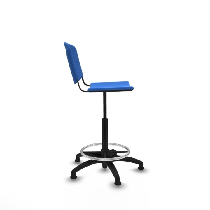 Taburete Robledo giratorio plástico azul sin brazos base poliamida topes