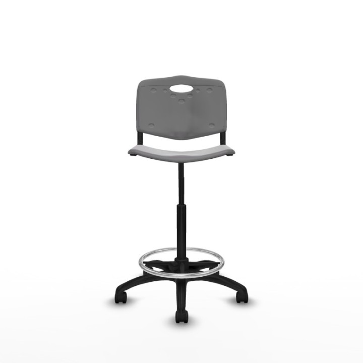 Taburete Robledo giratorio plástico gris claro sin brazos base poliamida ruedas nailon 50mm