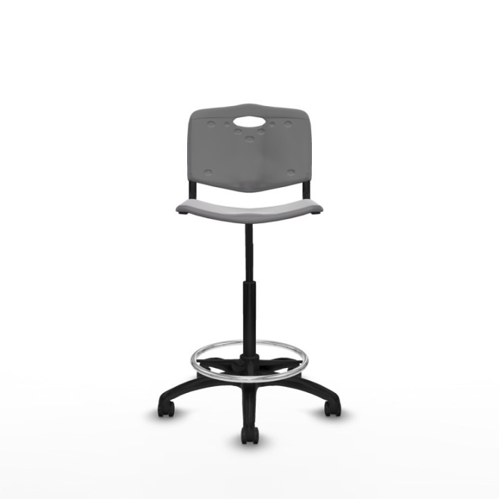 Taburete Robledo giratorio plástico gris claro sin brazos base poliamida ruedas engomadas 50mm