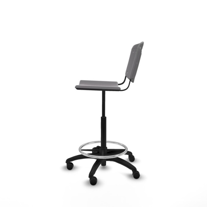 Taburete Robledo giratorio plástico gris claro sin brazos base poliamida ruedas engomadas 50mm