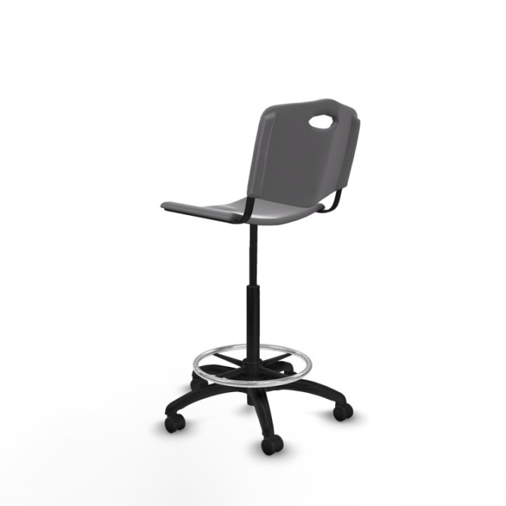 Taburete Robledo giratorio plástico gris claro sin brazos base poliamida ruedas engomadas 50mm