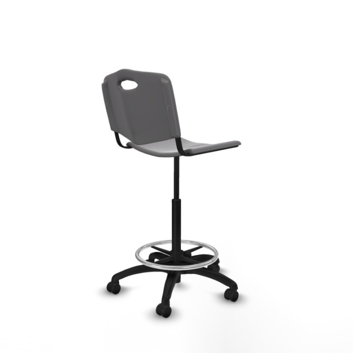 Taburete Robledo giratorio plástico gris claro sin brazos base poliamida ruedas engomadas 50mm