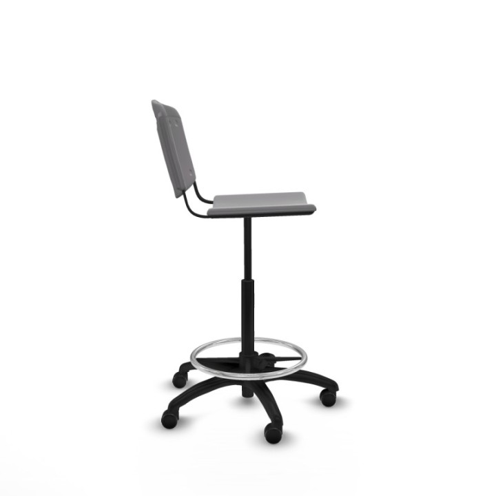 Taburete Robledo giratorio plástico gris claro sin brazos base poliamida ruedas engomadas 50mm