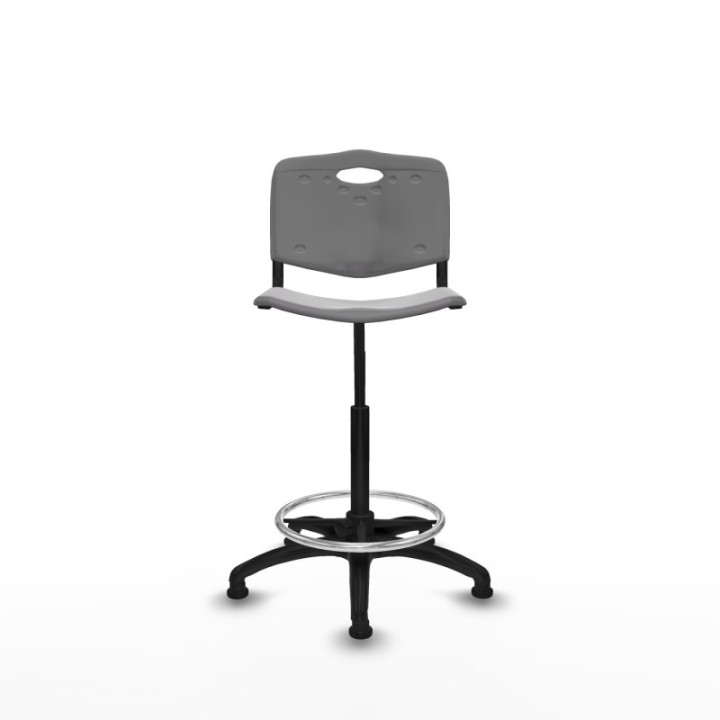 Taburete Robledo giratorio plástico gris claro sin brazos base poliamida topes