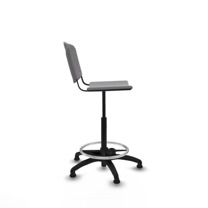 Taburete Robledo giratorio plástico gris claro sin brazos base poliamida topes