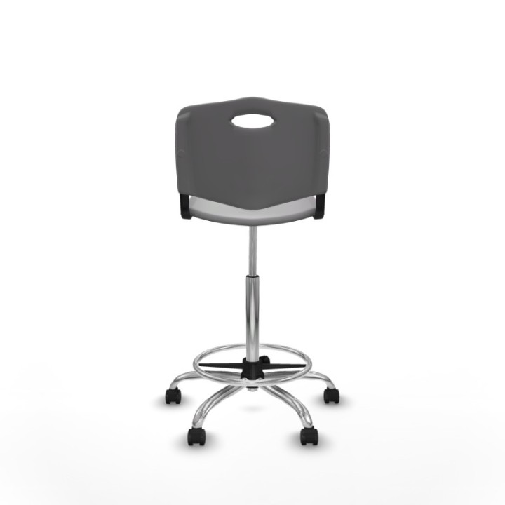 Taburete Robledo giratorio plástico gris claro sin brazos base cromada ruedas engomadas 50mm