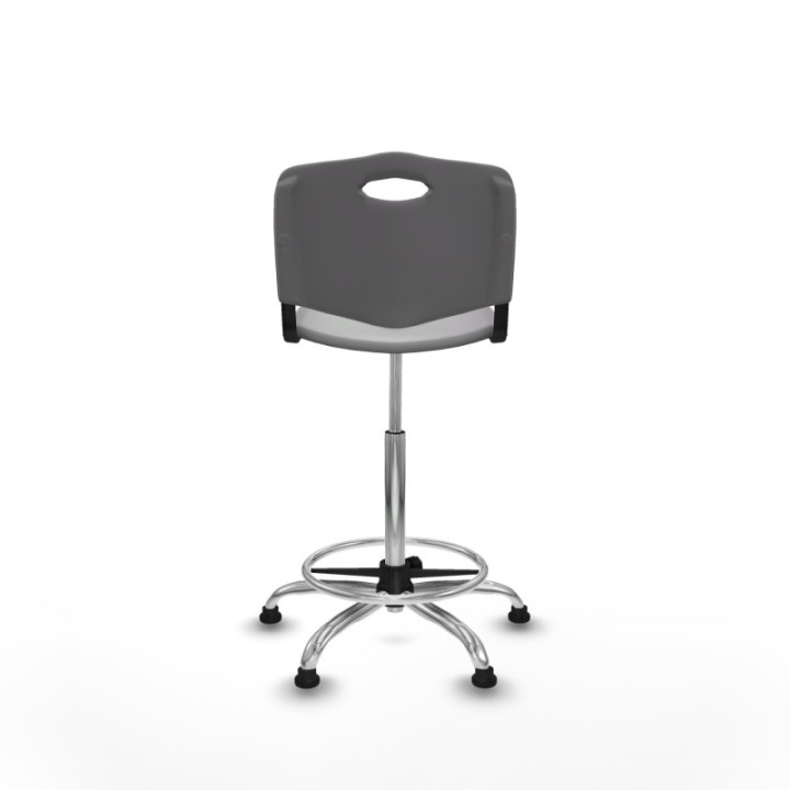 Taburete Robledo giratorio plástico gris claro sin brazos base cromada topes