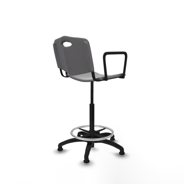 Taburete Robledo giratorio plástico gris claro brazos fijos base poliamida topes