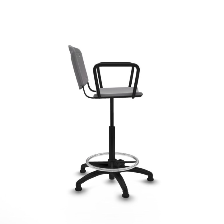 Taburete Robledo giratorio plástico gris claro brazos fijos base poliamida topes