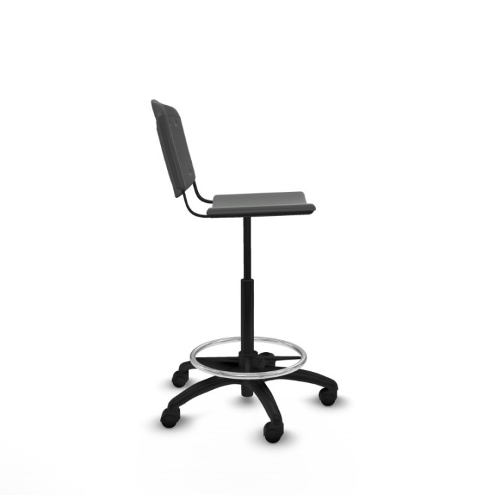 Taburete Robledo giratorio plástico gris oscuro sin brazos base poliamida ruedas nailon 50mm