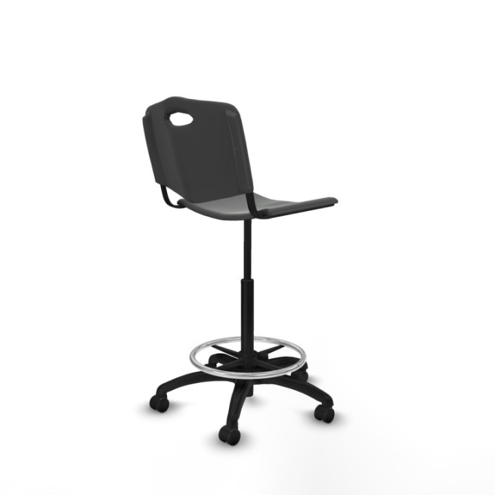 Taburete Robledo giratorio plástico gris oscuro sin brazos base poliamida ruedas engomadas 50mm