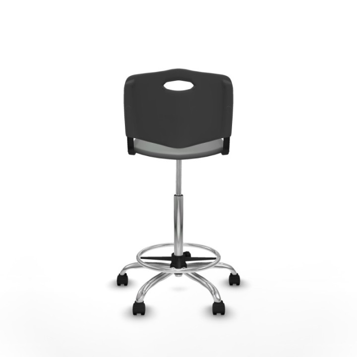 Taburete Robledo giratorio plástico gris oscuro sin brazos base cromada ruedas nailon 50mm