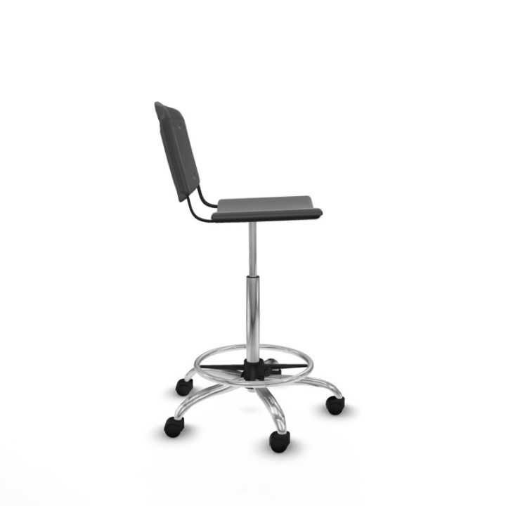 Taburete Robledo giratorio plástico gris oscuro sin brazos base cromada ruedas nailon 50mm