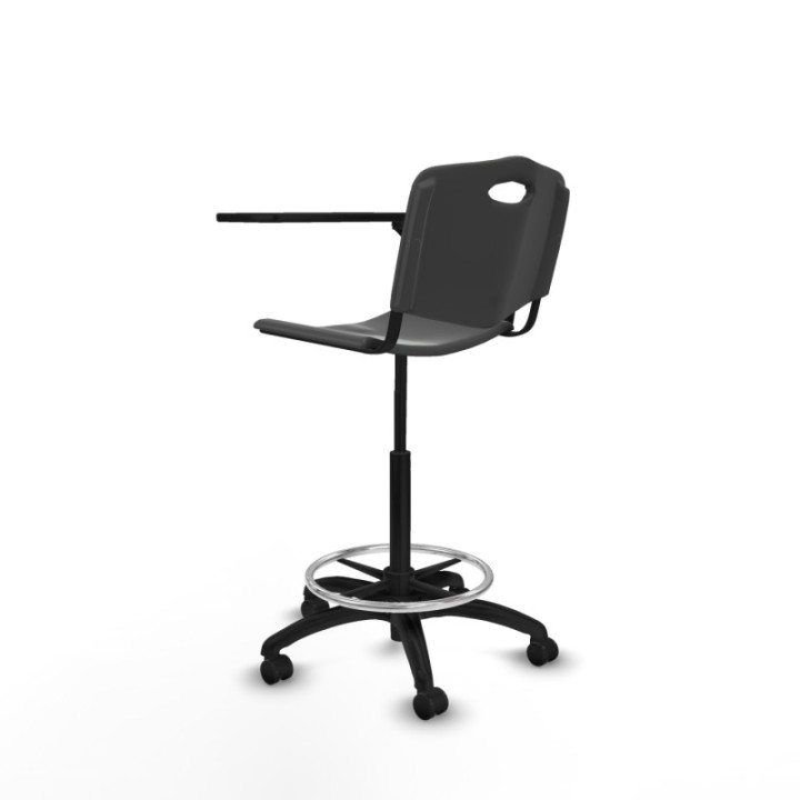 Taburete Robledo giratorio plástico gris oscuro brazo con pala diestros base poliamida ruedas autofrenantes 50mm