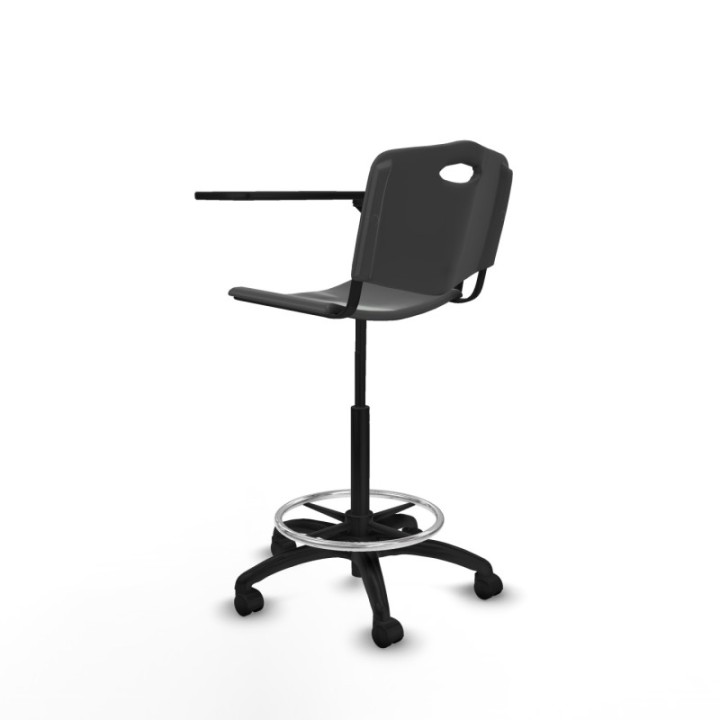 Taburete Robledo giratorio plástico gris oscuro brazo con pala diestros base poliamida ruedas nailon 50mm