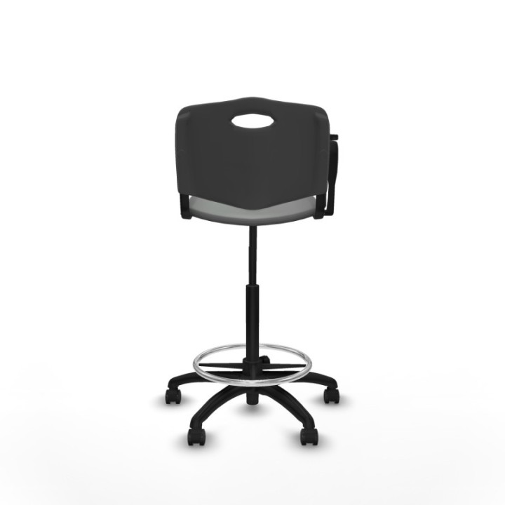 Taburete Robledo giratorio plástico gris oscuro brazo con pala diestros base poliamida ruedas engomadas 50mm