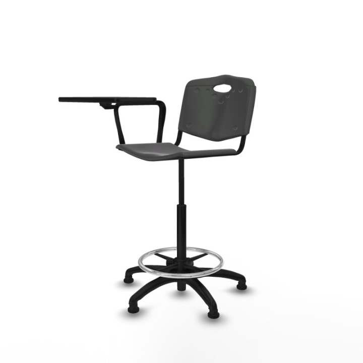 Taburete Robledo giratorio plástico gris oscuro brazo con pala diestros base poliamida topes