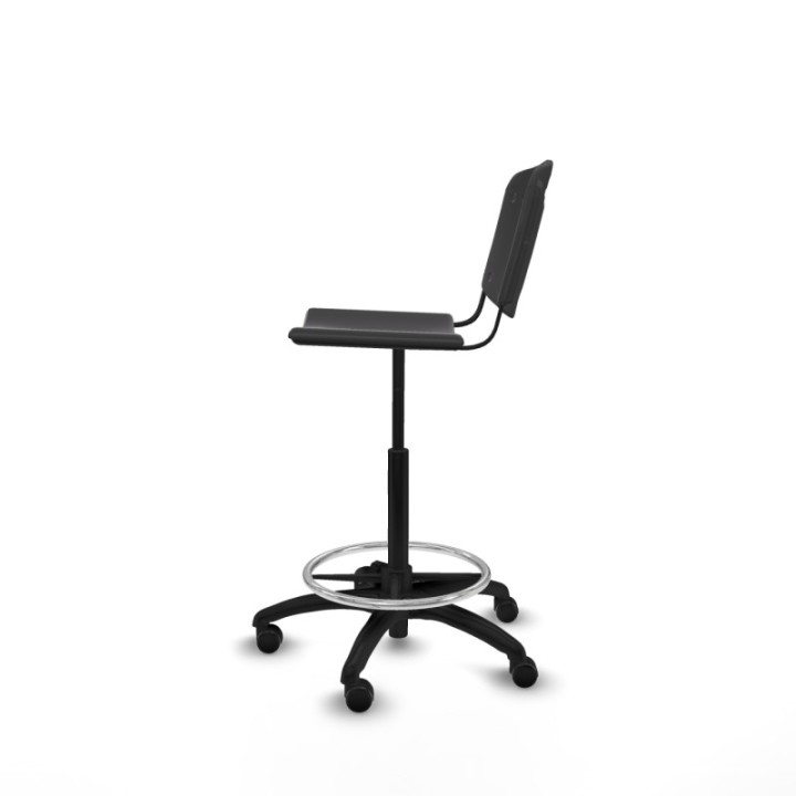 Taburete Robledo giratorio plástico negro sin brazos base poliamida ruedas autofrenantes 50mm