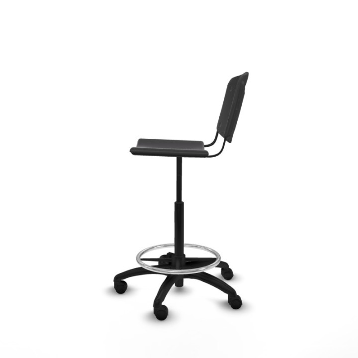 Taburete Robledo giratorio plástico negro sin brazos base poliamida ruedas nailon 50mm