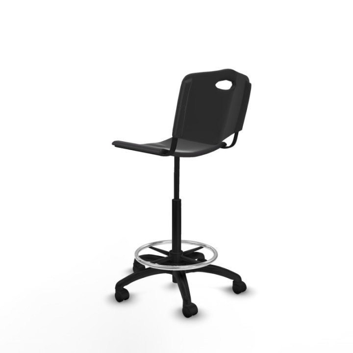 Taburete Robledo giratorio plástico negro sin brazos base poliamida ruedas nailon 50mm