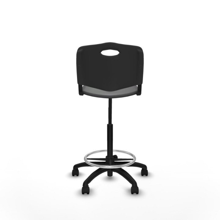 Taburete Robledo giratorio plástico negro sin brazos base poliamida ruedas nailon 50mm