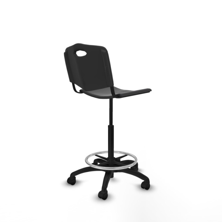 Taburete Robledo giratorio plástico negro sin brazos base poliamida ruedas nailon 50mm