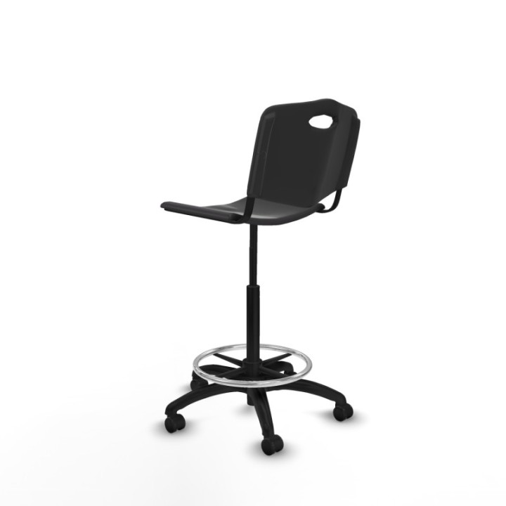 Taburete Robledo giratorio plástico negro sin brazos base poliamida ruedas engomadas 50mm