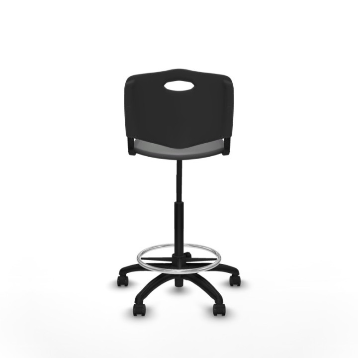 Taburete Robledo giratorio plástico negro sin brazos base poliamida ruedas engomadas 50mm