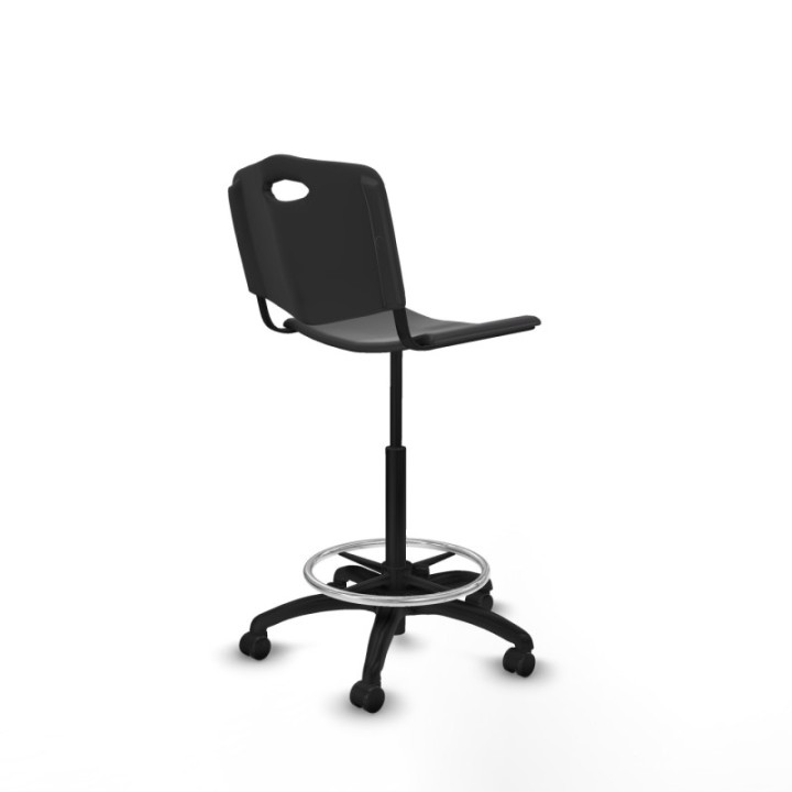 Taburete Robledo giratorio plástico negro sin brazos base poliamida ruedas engomadas 50mm