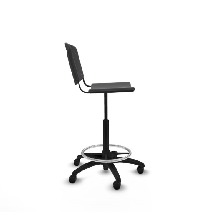 Taburete Robledo giratorio plástico negro sin brazos base poliamida ruedas engomadas 50mm