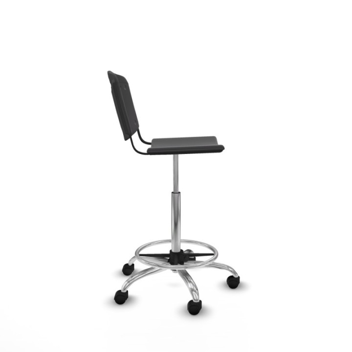 Taburete Robledo giratorio plástico negro sin brazos base cromada ruedas nailon 50mm