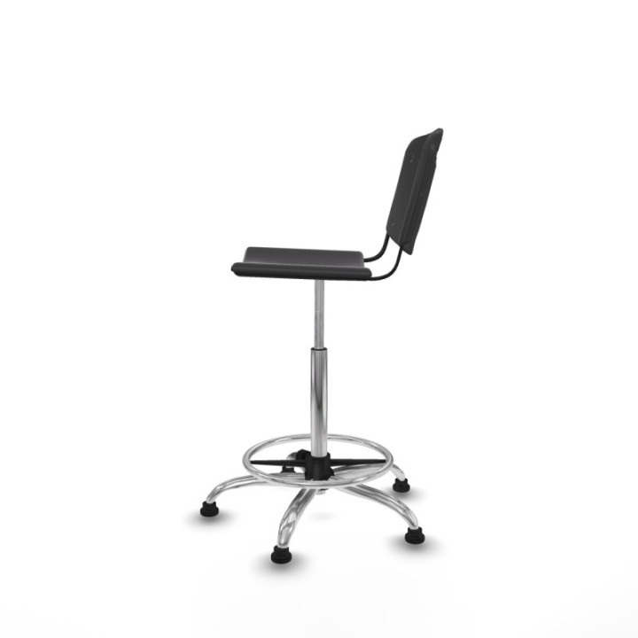 Taburete Robledo giratorio plástico negro sin brazos base cromada topes