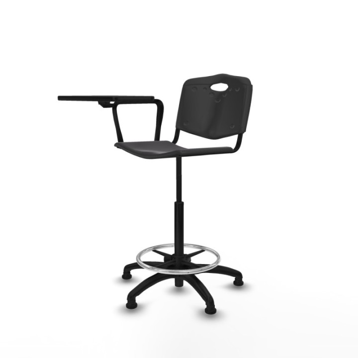 Taburete Robledo giratorio plástico negro brazo con pala diestros base poliamida topes