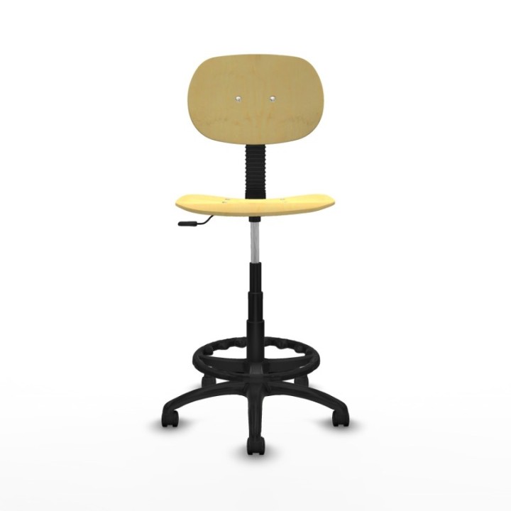 Taburete Tus contacto lama madera  base poliamida ruedas nailon 50mm aro nailon