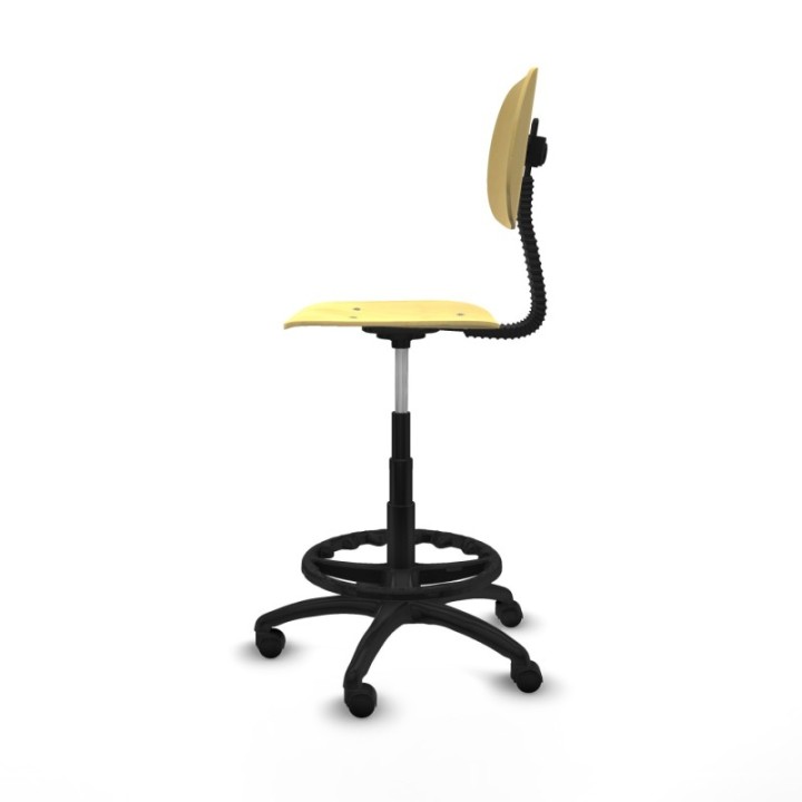 Taburete Tus contacto lama madera  base poliamida ruedas nailon 50mm aro nailon