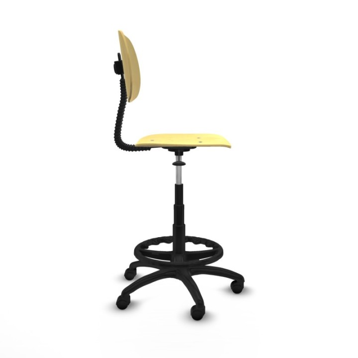 Taburete Tus contacto lama madera  base poliamida ruedas nailon 50mm aro nailon